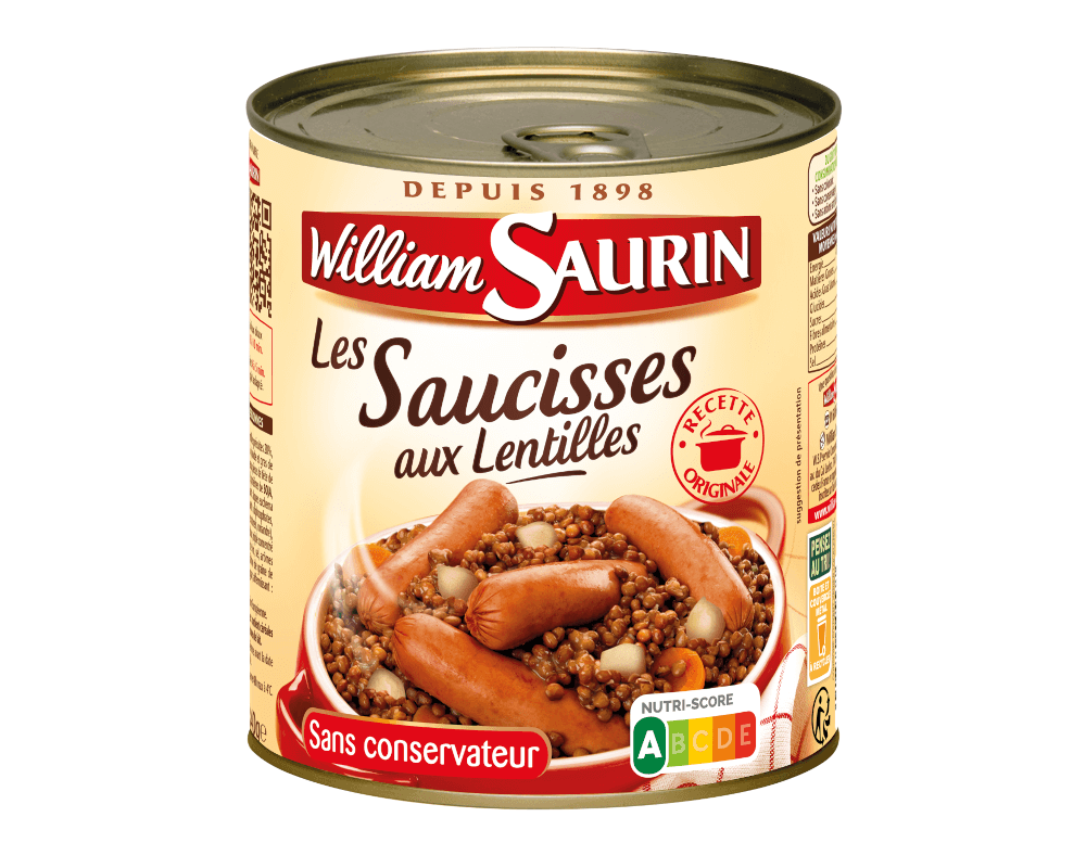 William Saurin Saucisses lentilles